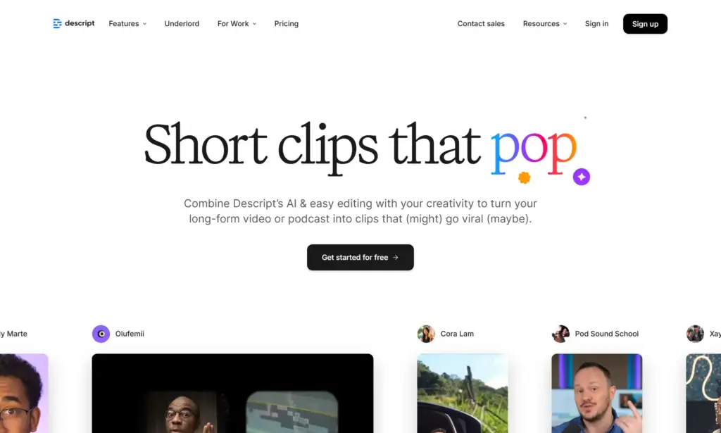 Descript Create Clips