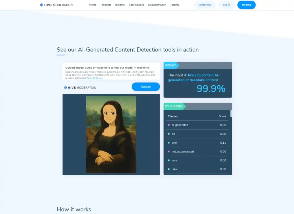 Hive Moderation AI Generated Content Detection