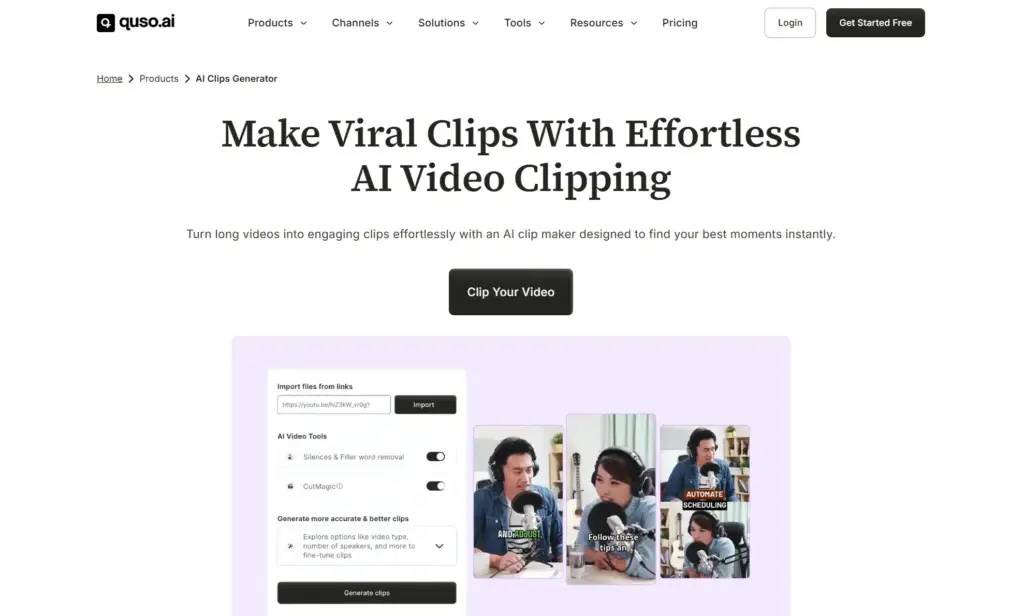 Quso.ai AI Clips Generator