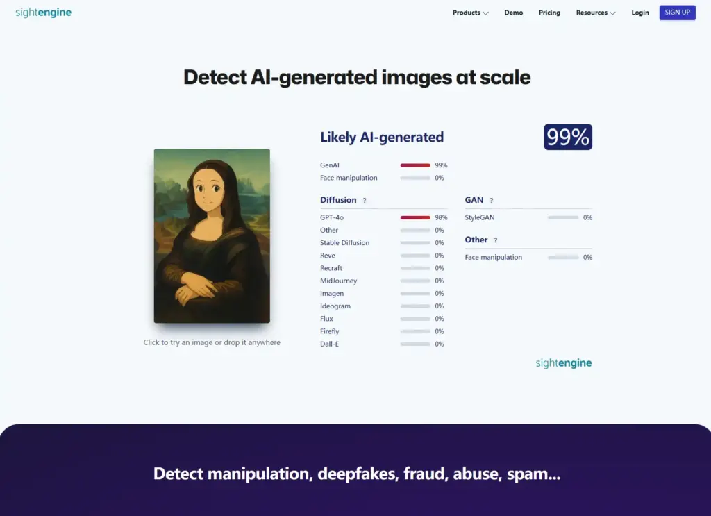 Sightengine AI Image Detector