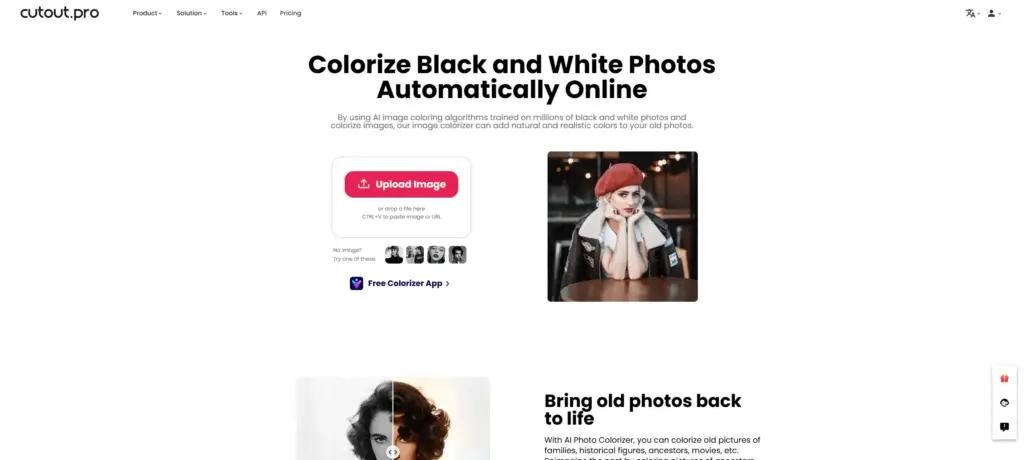 Cutout Pro オンライン白黒写真カラー化