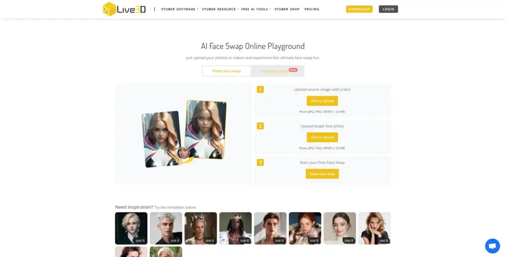 LIVE3D AI フェイススワップ
