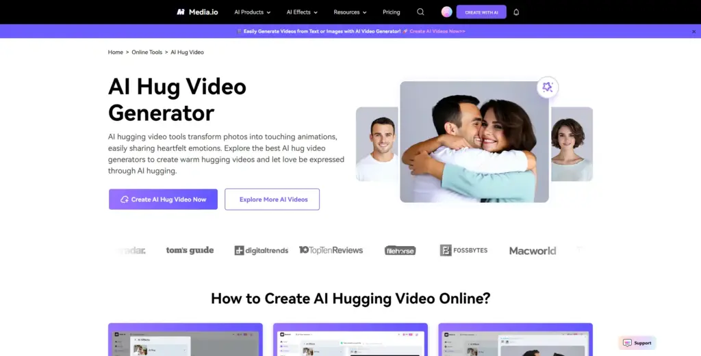 Media.io AIハグ動画ジェネレーター