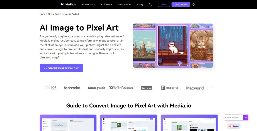 Media.io 写真ピクセルアート変換