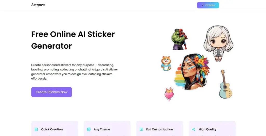 ArtGuru.AI無料AI ステッカージェネレーター