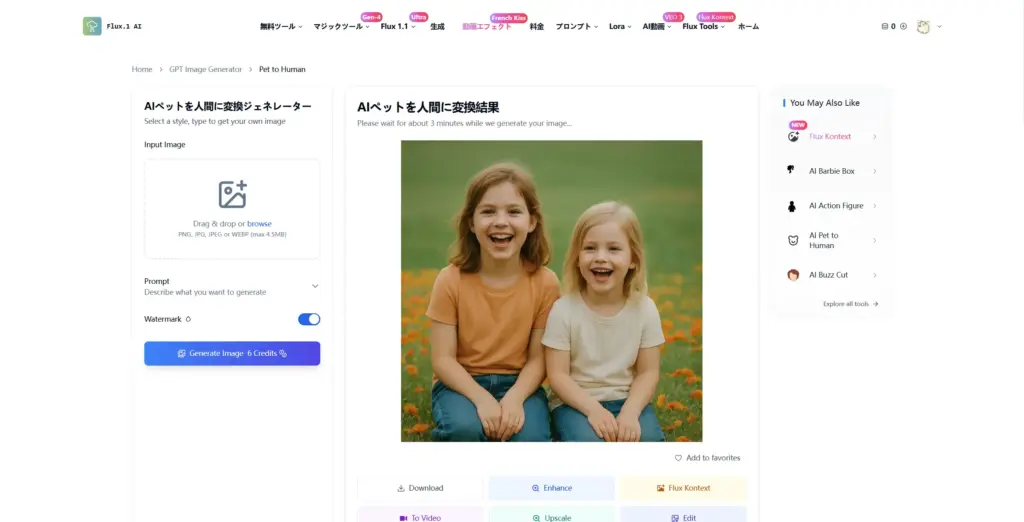 Flux1.ai ペット擬人化