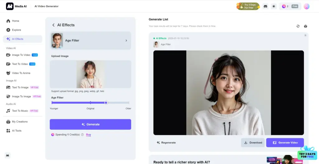 Media.io - AI年齢フィルター