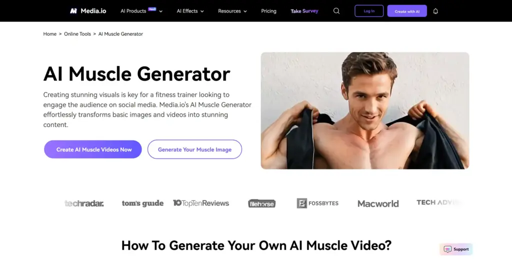 Media.io AI筋肉生成ツール