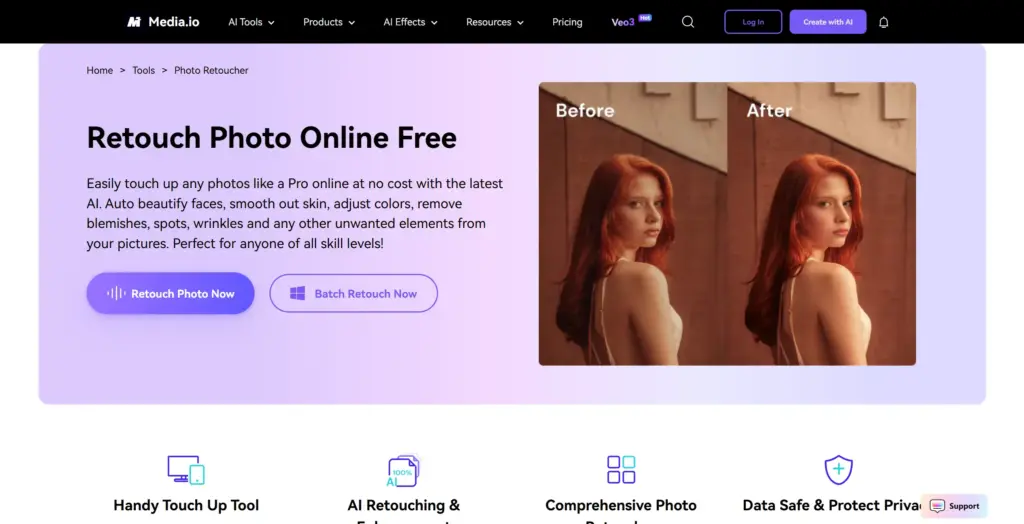 Media.io 無料オンライン写真レタッチ
