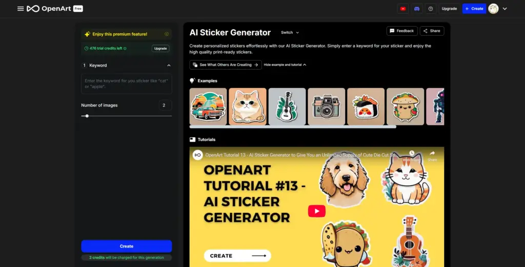 OpenArt AIステッカージェネレーター