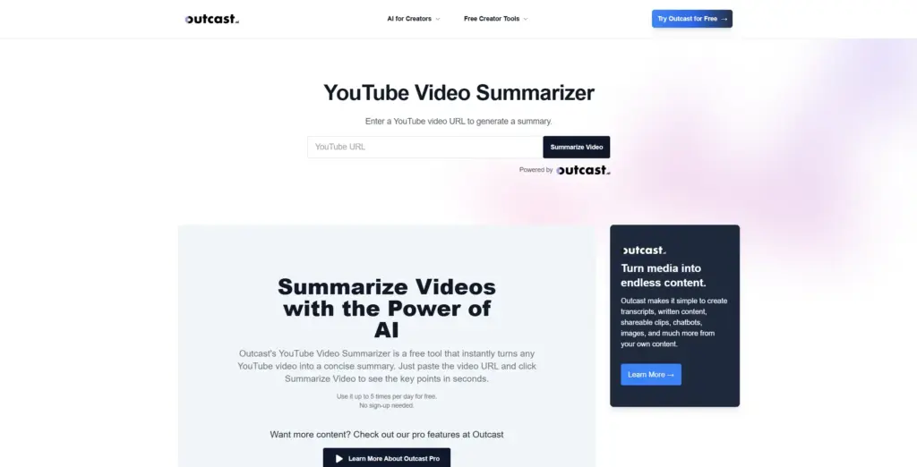 Outcast YouTube動画要約