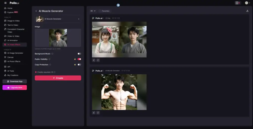 Pollo AI筋肉生成ツール