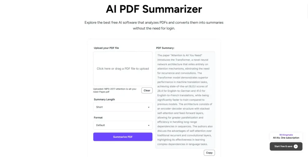 WritingMate AI PDF要約ツール