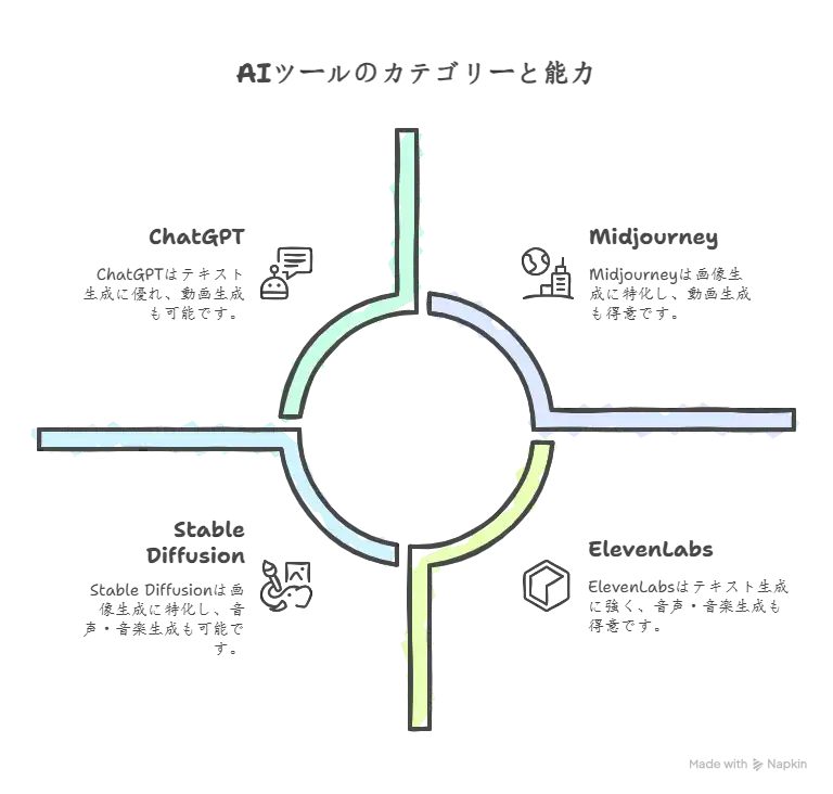 各AIツールの専門分野