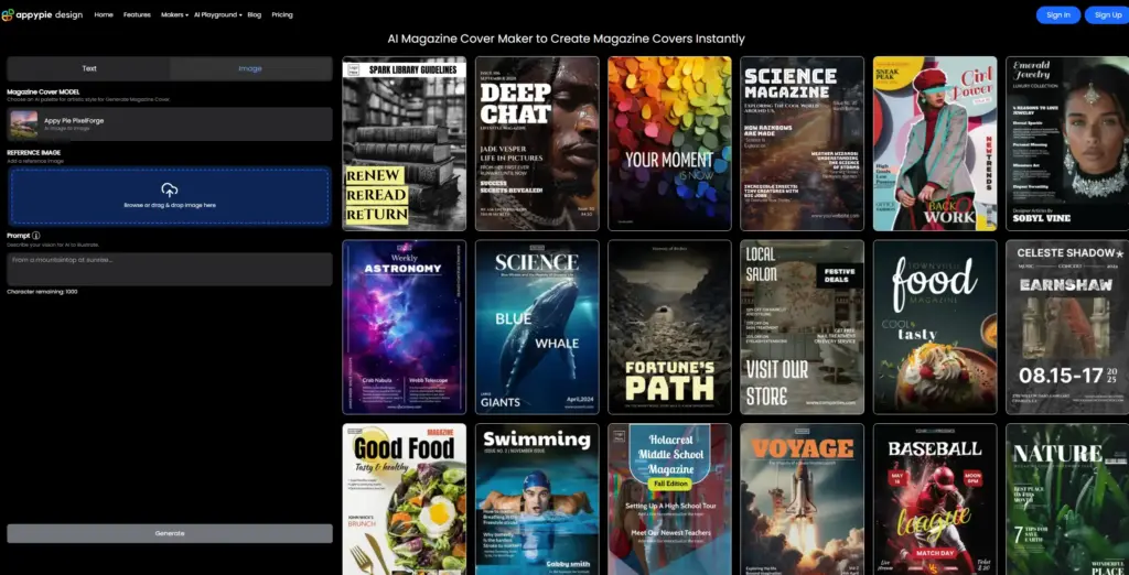 AppyPie Design AI 雑誌表紙メーカー