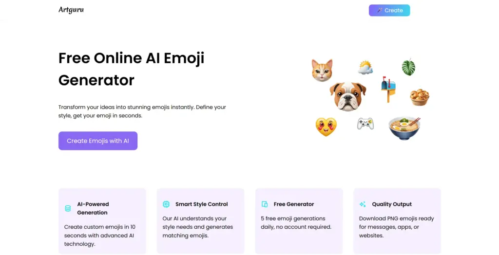 ArtGuru 無料のAI絵文字ジェネレーター