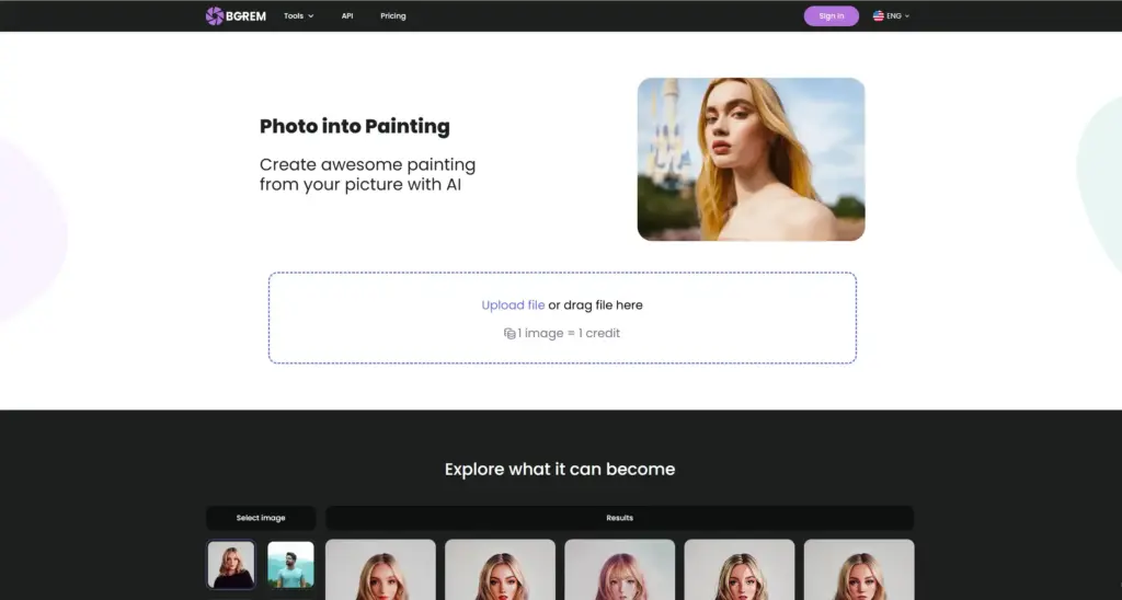 Bgrem.ai フォトを絵画化