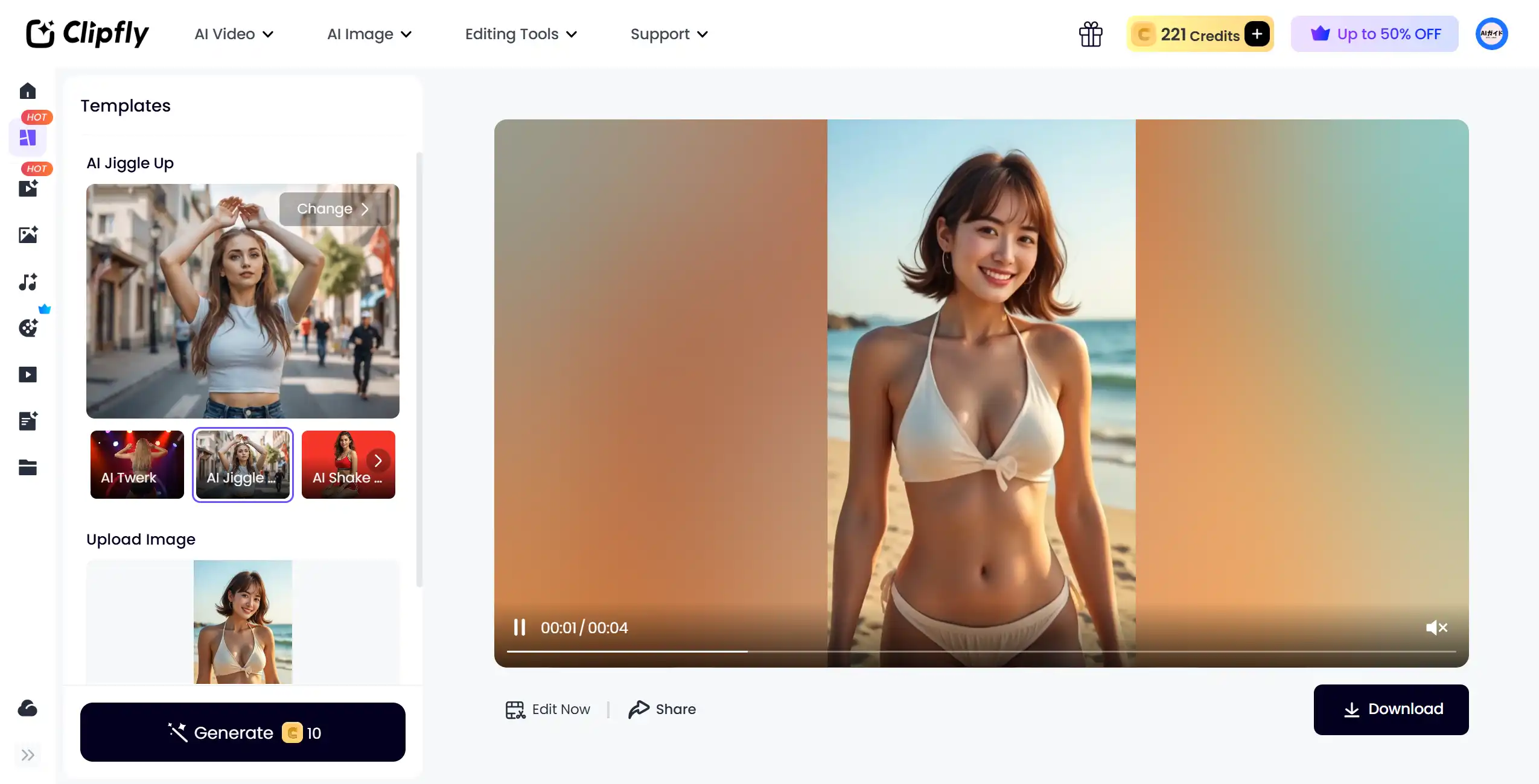 Clipfly AI おっぱい揺れ動画 - 編集機能付き