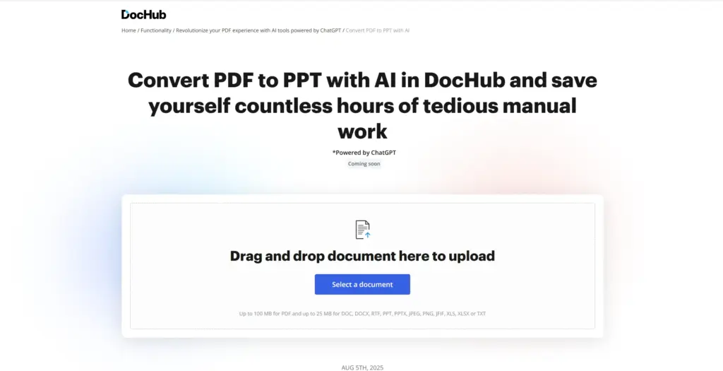 DocHub AIでPDFをPPTに変換