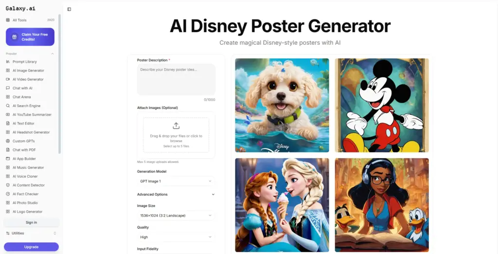 Galaxy ディズニー風ポスターAIメーカー