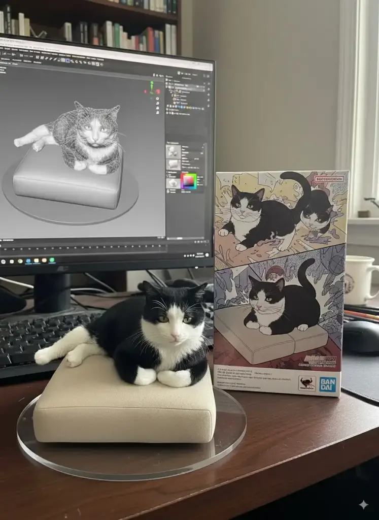 Gemini 2.5 猫の写真をフィギュア化