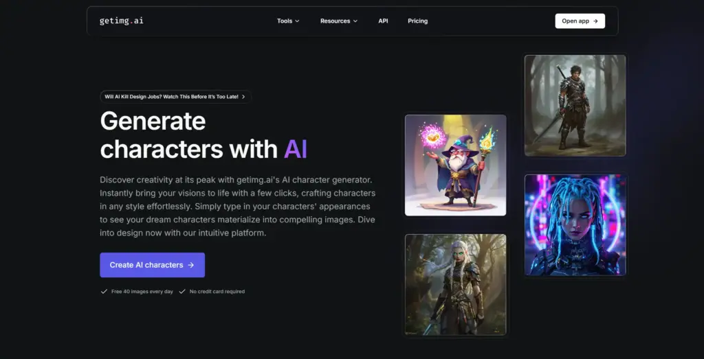 GetImg.ai - 高品質なキャラクター生成が可能