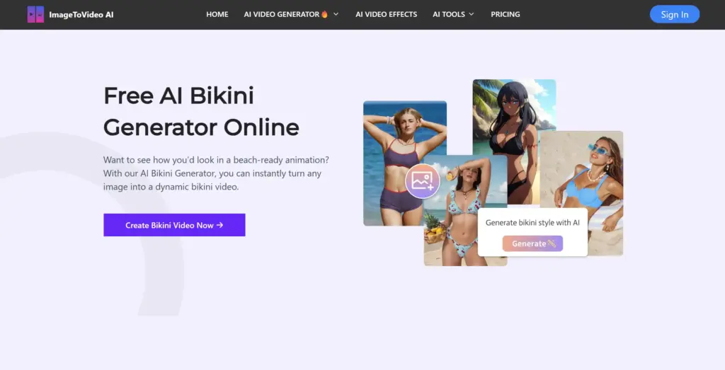 ImageToVideo オンライン無料AIビキニメーカー