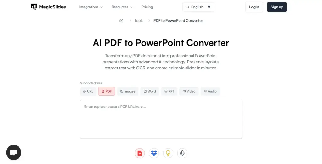 MagicSlides AIでPDFをパワポに変換