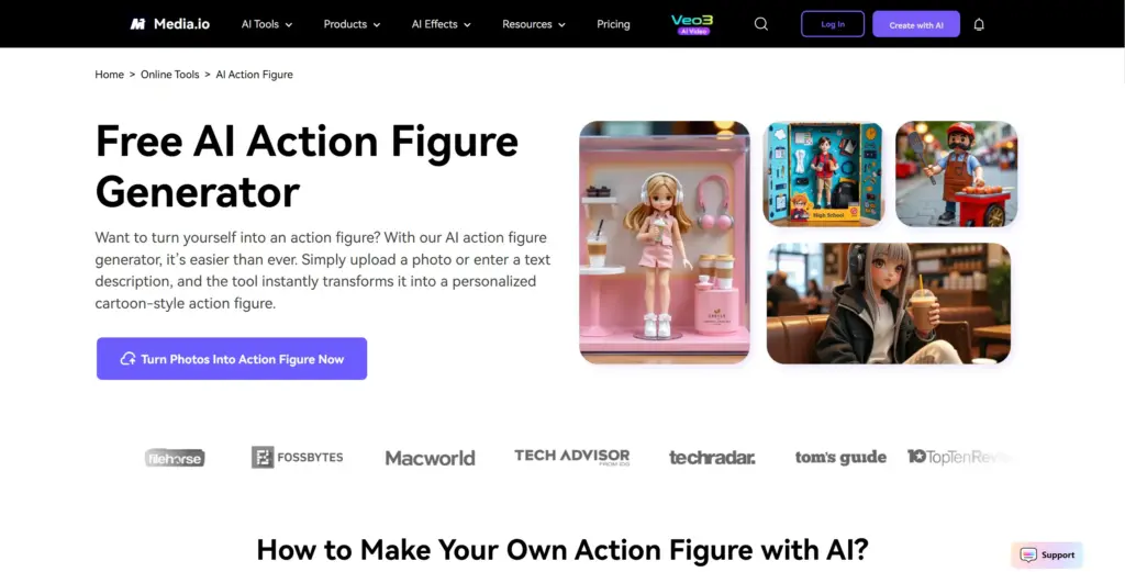 Media.io - AIアクションフィギュアジェネレーター