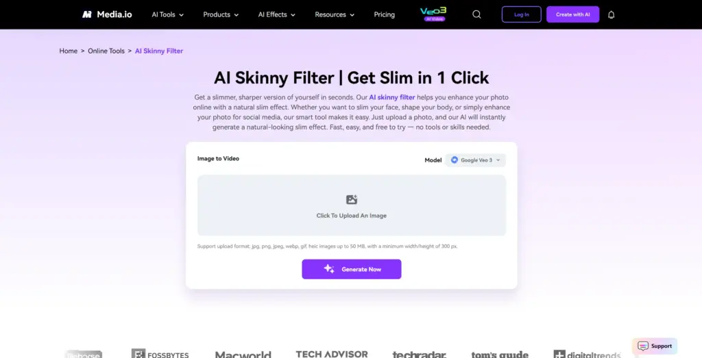 Media.io AIスキニーフィルター
