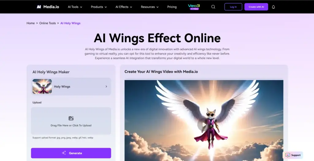 Media.io AI聖なる翼