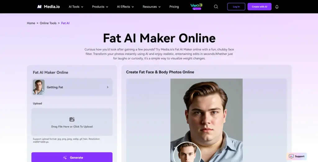 Media.io ファットAIメーカー