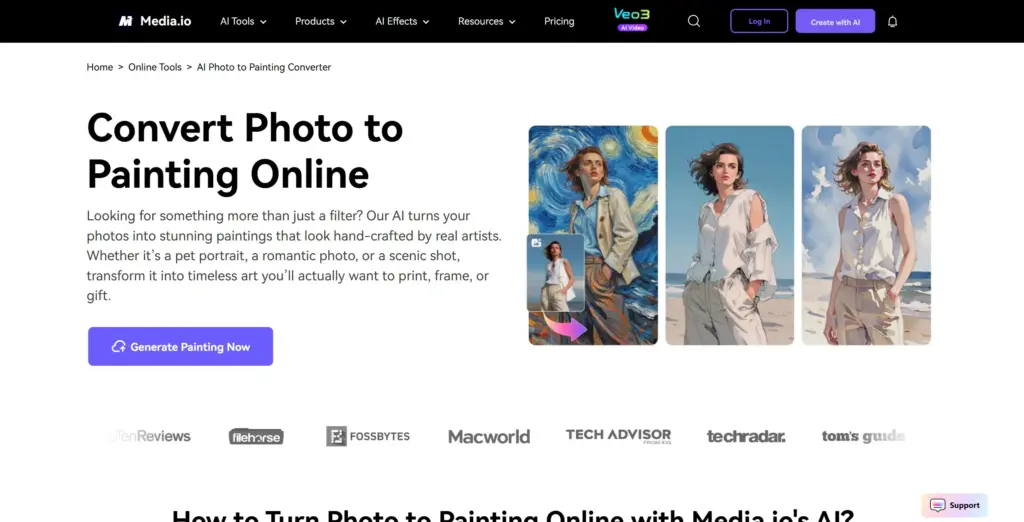 Media.io 写真を絵画に変換ツール