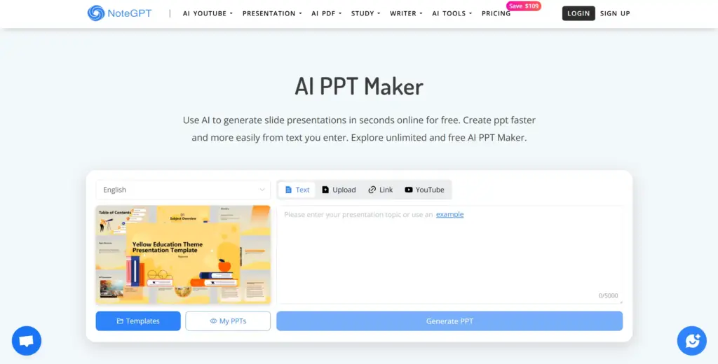 NoteGPT AI PPT メーカー