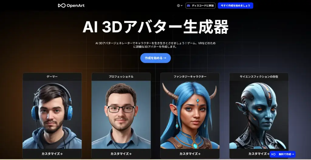 OpenArt 3D AIアバター生成器