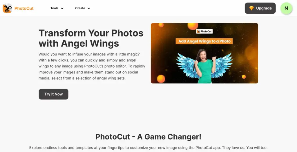 PhotoCut 写真に天使の翼を瞬時に追加