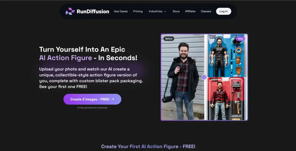 RunDiffusion - AIアクションフィギュアジェネレーター
