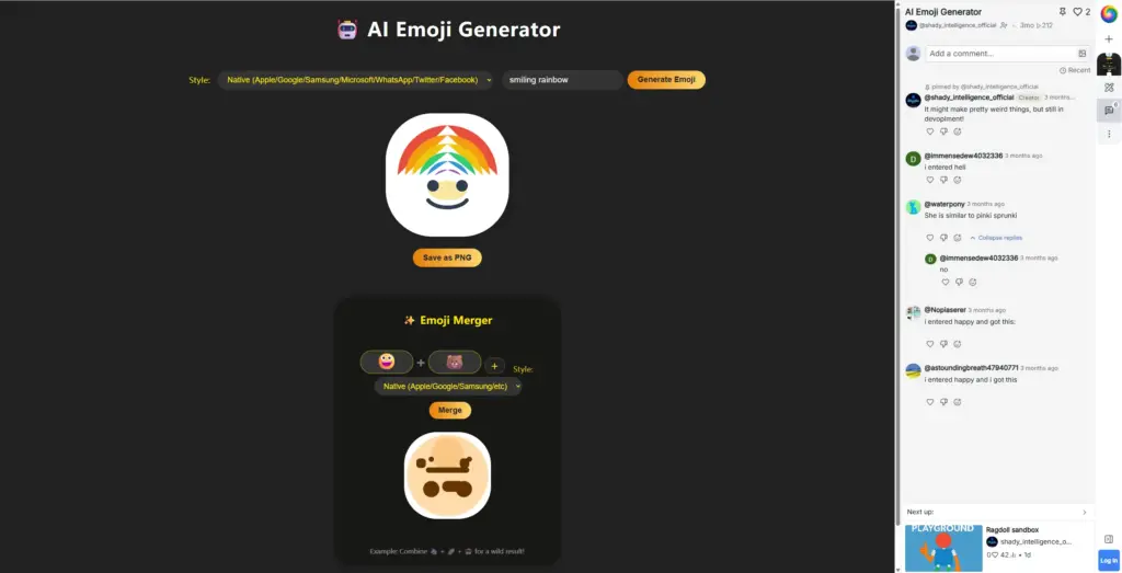 WebSim AI絵文字メーカー