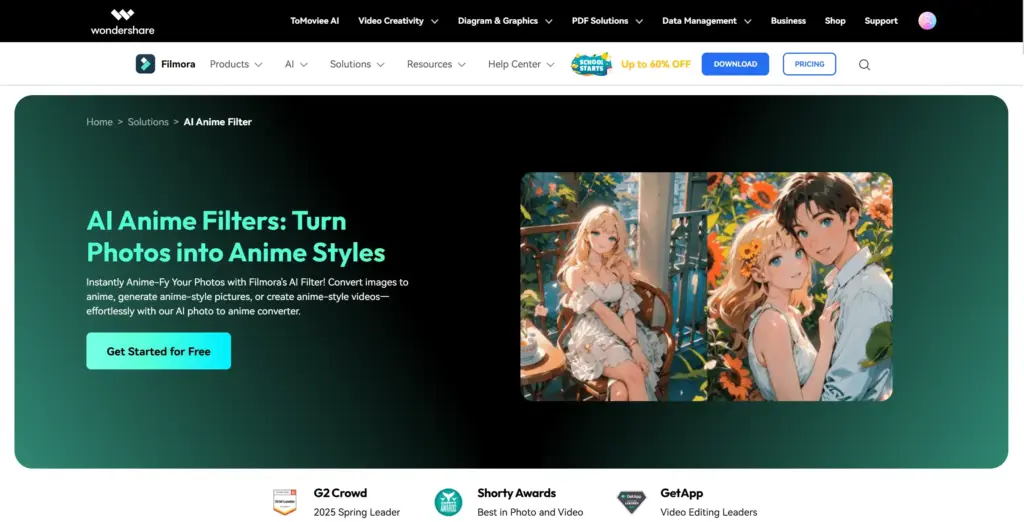 Wondershare Filmora 写真アニメ変換