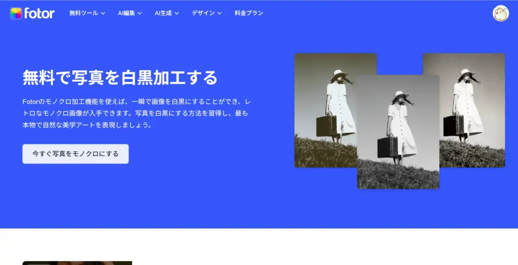 Fotor - 画像を白黒に変換
