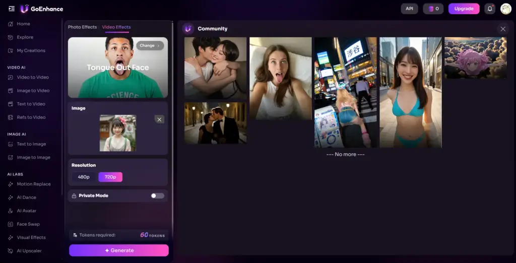 GoEnhance AI 舌出し動画メーカー