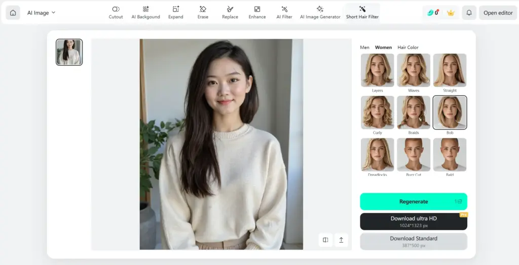 InsMind ショートヘアフィルター
