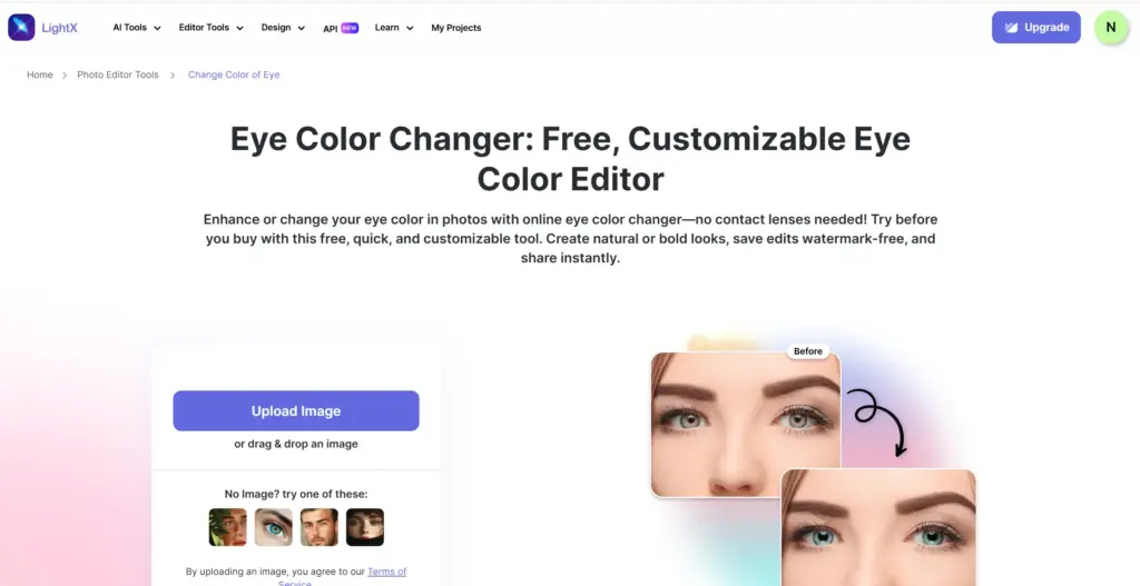 LightX Editor 瞳カラーシミュレーション