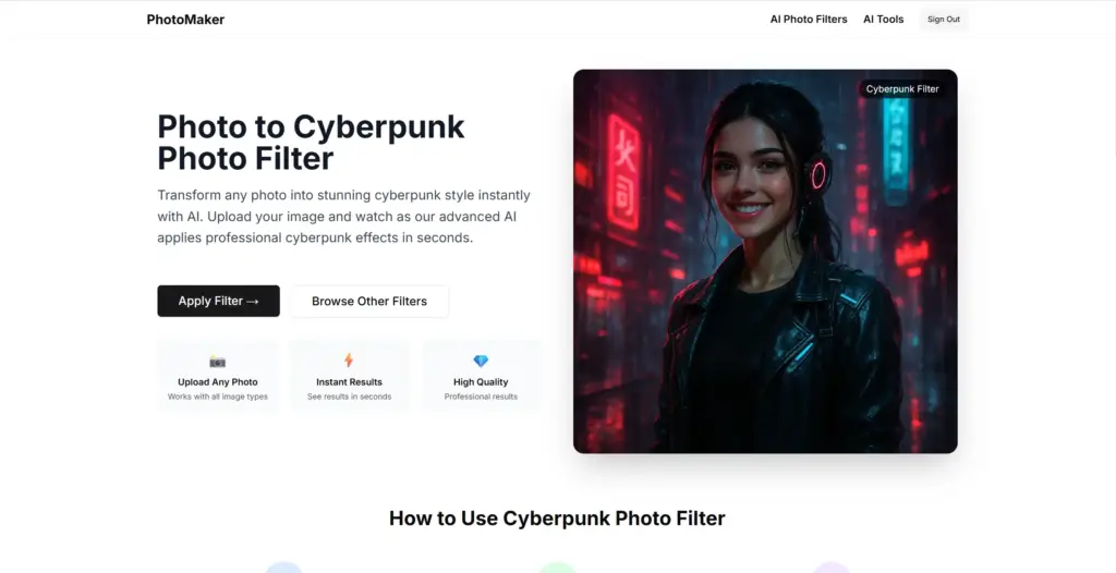 PhotoMaker 画像をサイバーパンク風に変換