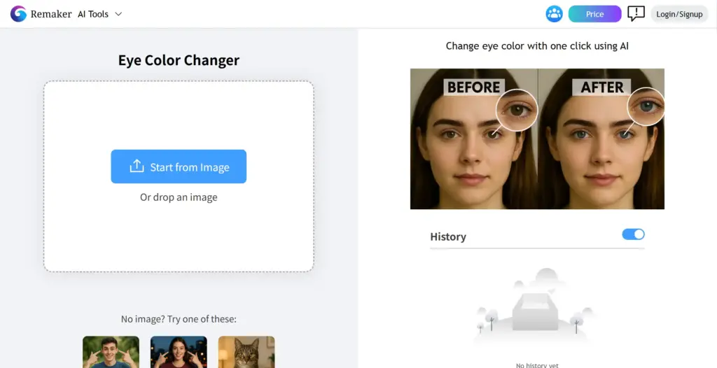 Remaker.ai 目の色変更ツール