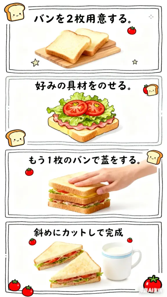 Seedream 4.0 - サンドイッチの作り方