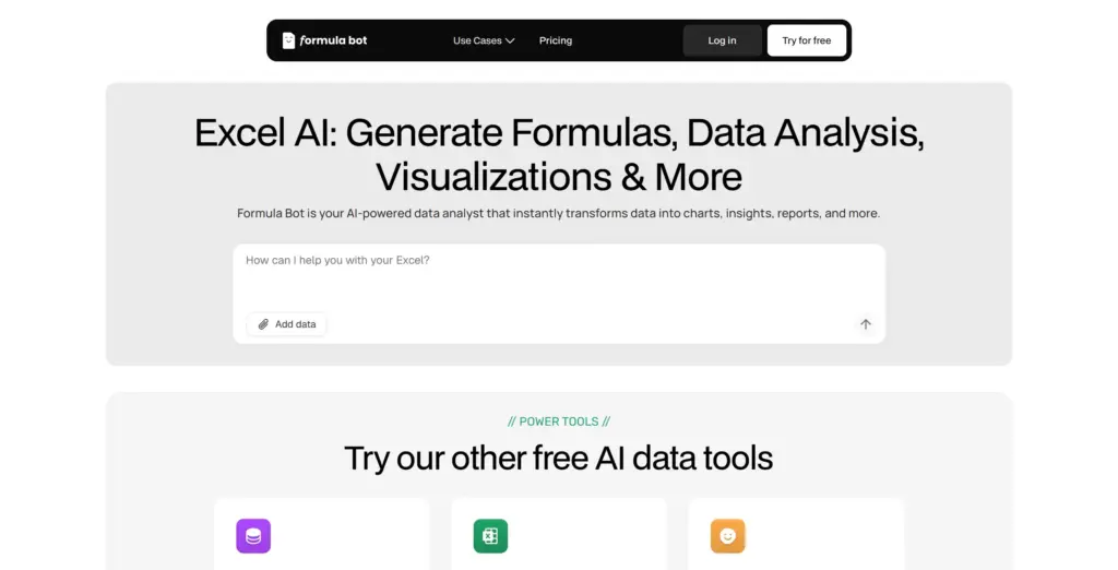 FormulaBot Excel AI - 数式・分析・可視化