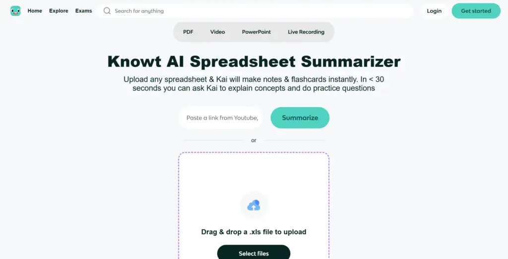 Knowt AI Spreadsheet要約ツール - 学習特化型