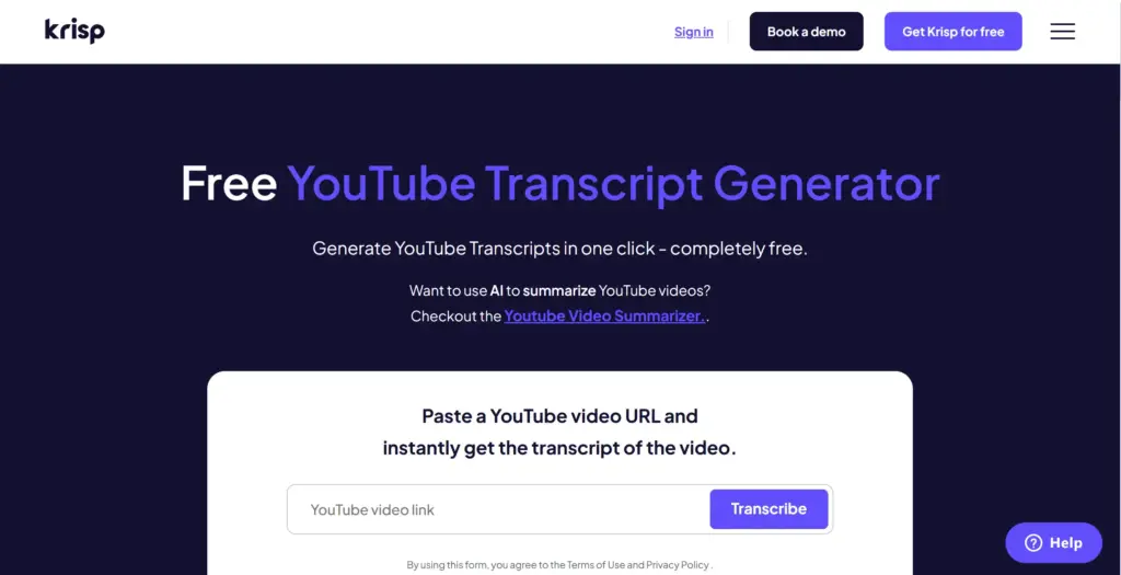 Krisp YouTube文字起こし