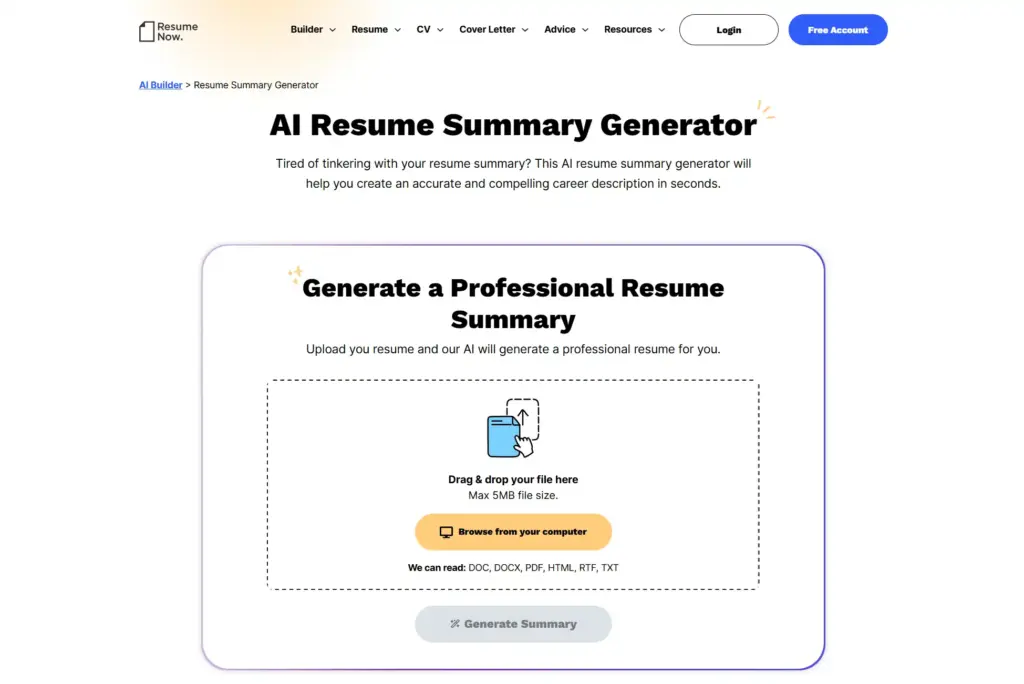 Resume-Now AI履歴書要約ジェネレーター
